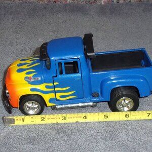VINTAGE TOOTSIE TOY 1956 FORD F-100 PICKUP BLUE/ORANGE /YELLOW FLAMES 1:24 SCALE